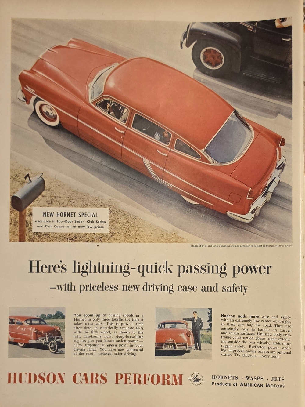 Hudson Vintage Red Car Art Poster - Classic Home Wall Art